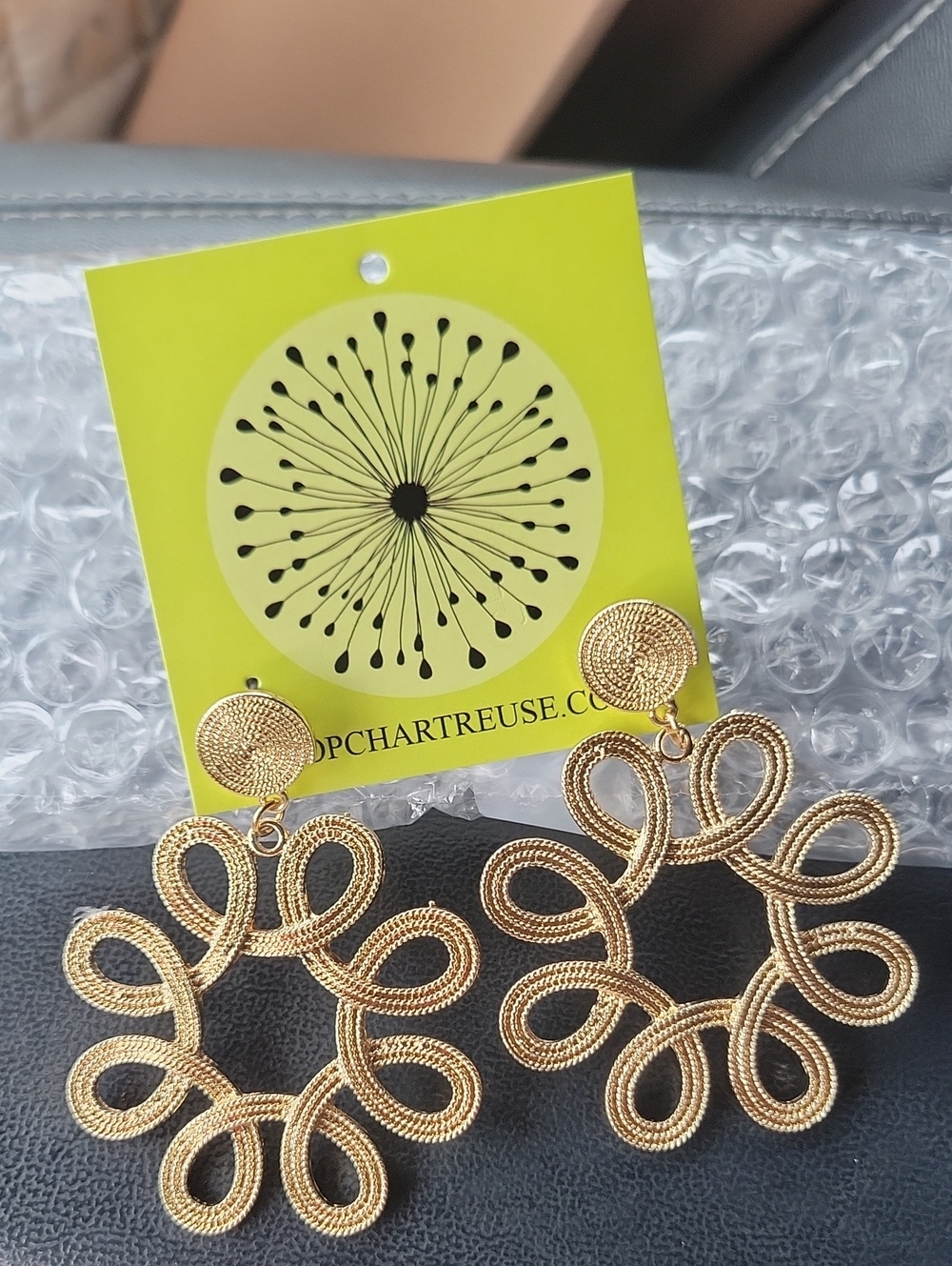 Gold Loop Floral Drop Earrings -